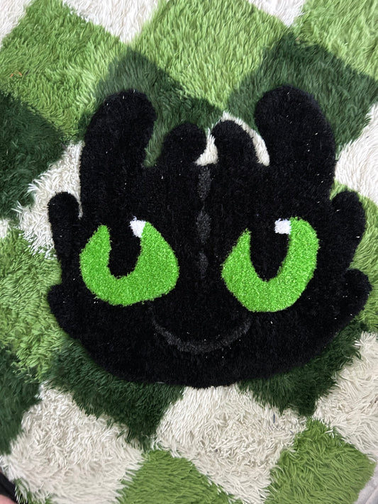 🐉 Toothless Face – Hand-Tufted Rug